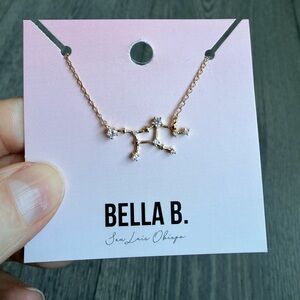 Virgo Zodiac Rhinestone Constellation Necklace in Gold